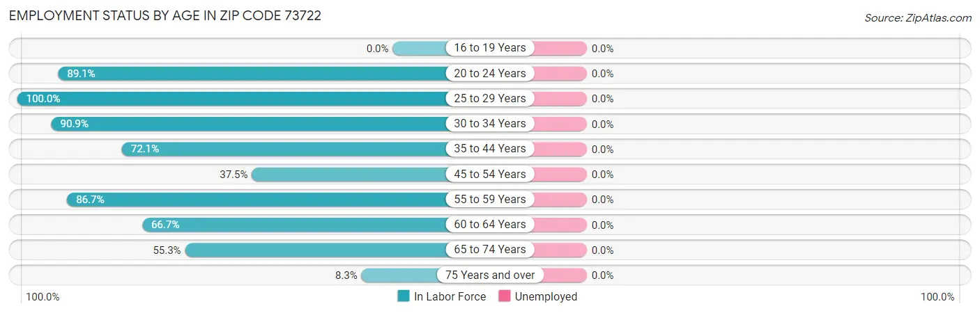 Employment Status by Age in Zip Code 73722