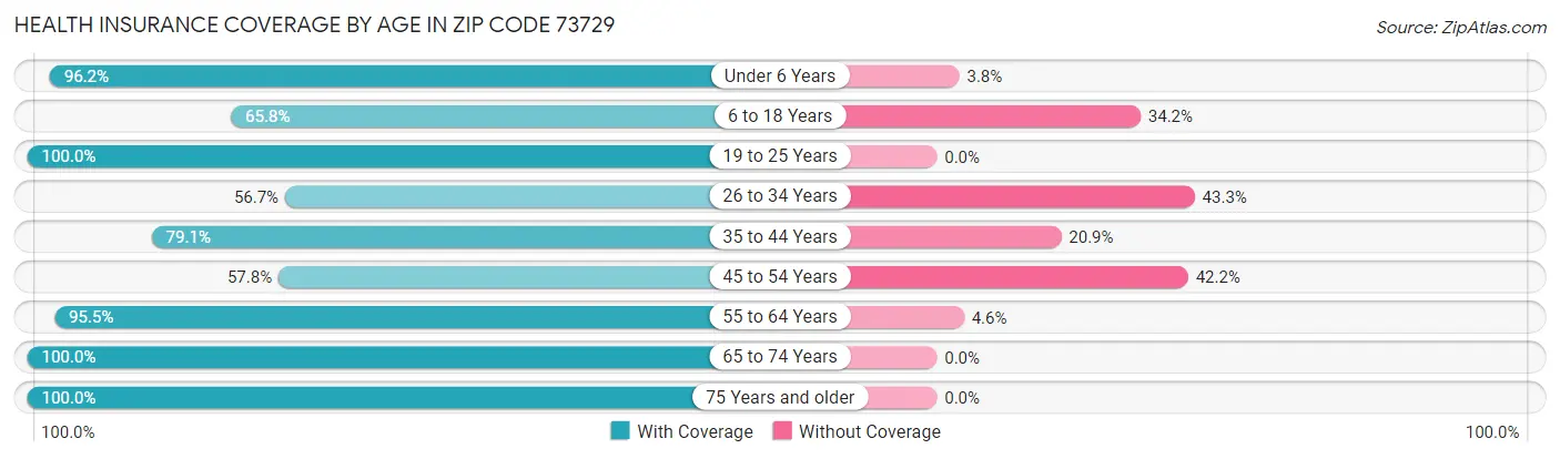 Health Insurance Coverage by Age in Zip Code 73729