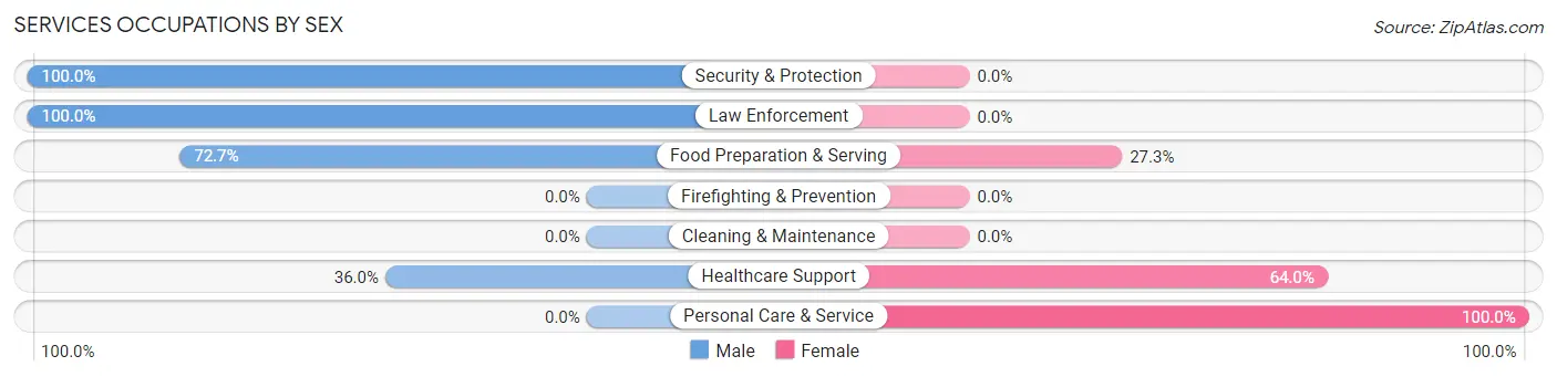 Services Occupations by Sex in Zip Code 73848