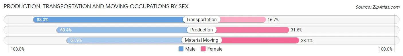 Production, Transportation and Moving Occupations by Sex in Zip Code 73951