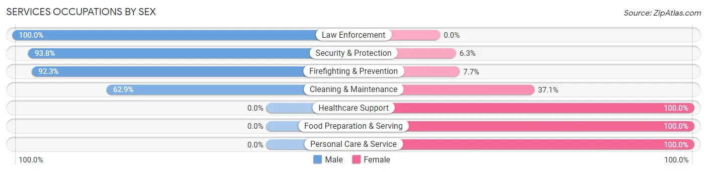 Services Occupations by Sex in Zip Code 73951