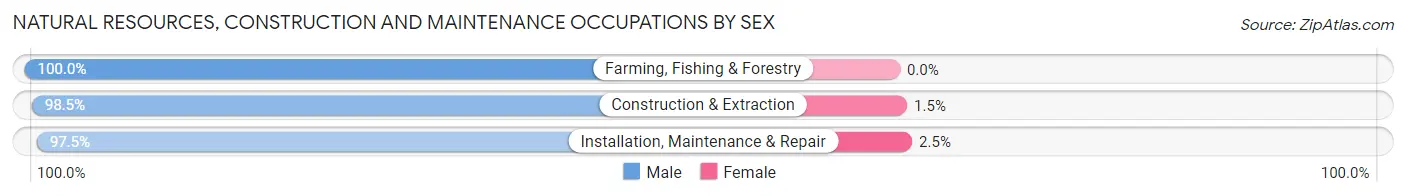 Natural Resources, Construction and Maintenance Occupations by Sex in Zip Code 74044