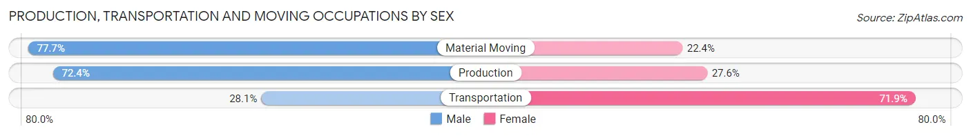 Production, Transportation and Moving Occupations by Sex in Zip Code 74080