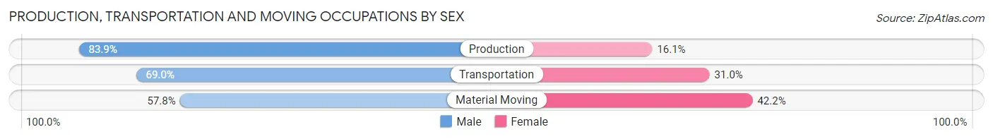 Production, Transportation and Moving Occupations by Sex in Zip Code 74653
