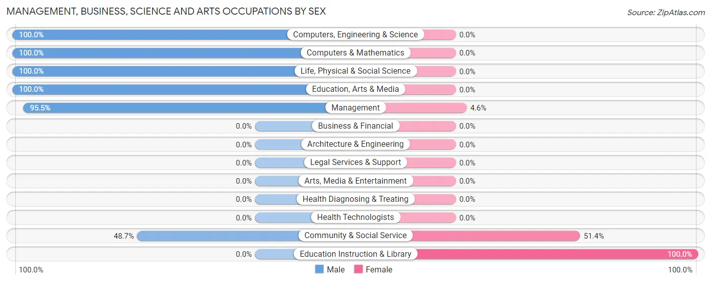 Management, Business, Science and Arts Occupations by Sex in Zip Code 75102