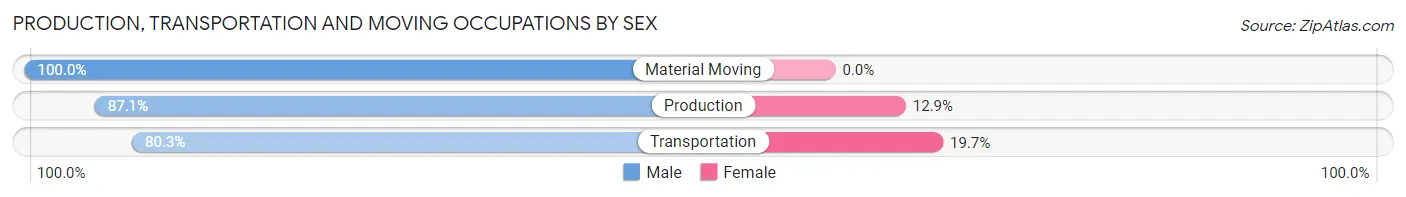 Production, Transportation and Moving Occupations by Sex in Zip Code 75102