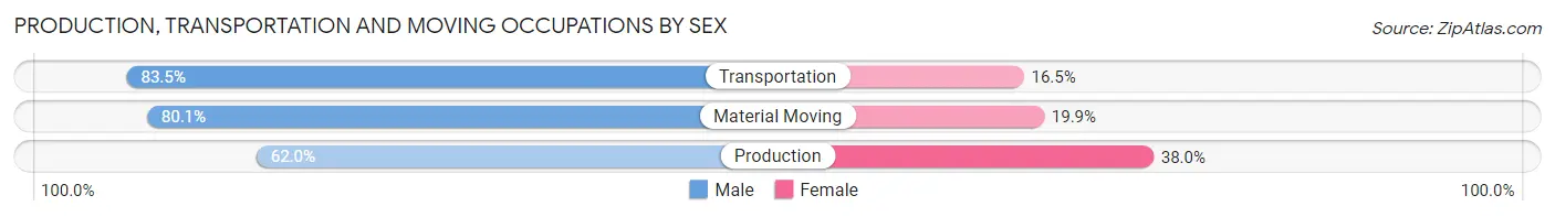 Production, Transportation and Moving Occupations by Sex in Zip Code 75229
