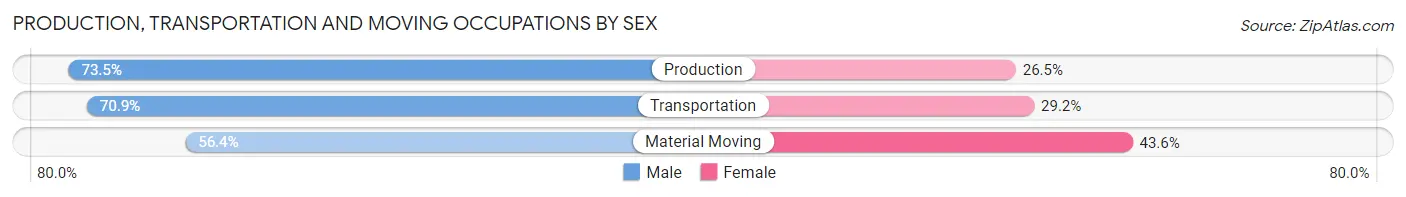 Production, Transportation and Moving Occupations by Sex in Zip Code 75252