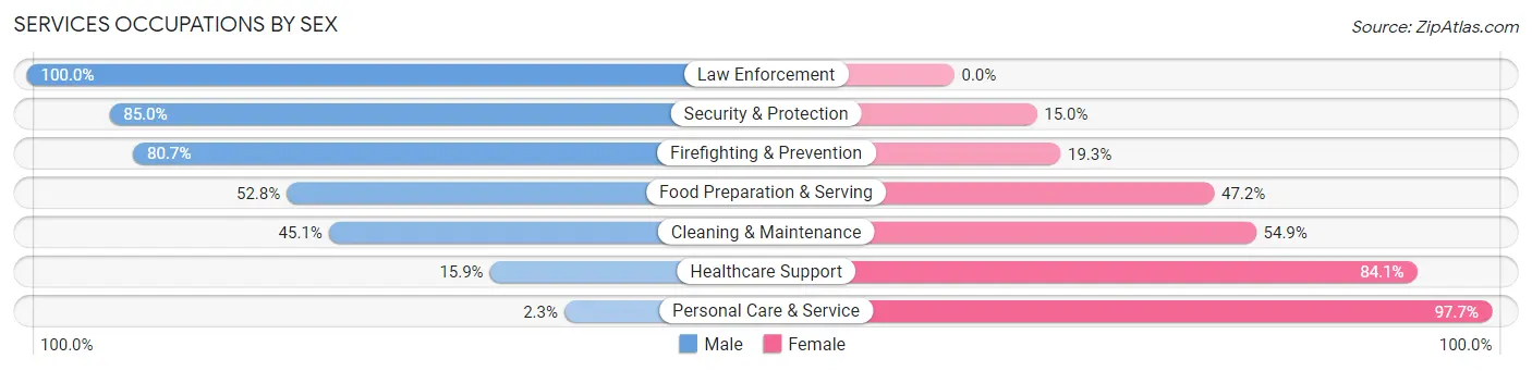 Services Occupations by Sex in Zip Code 75252