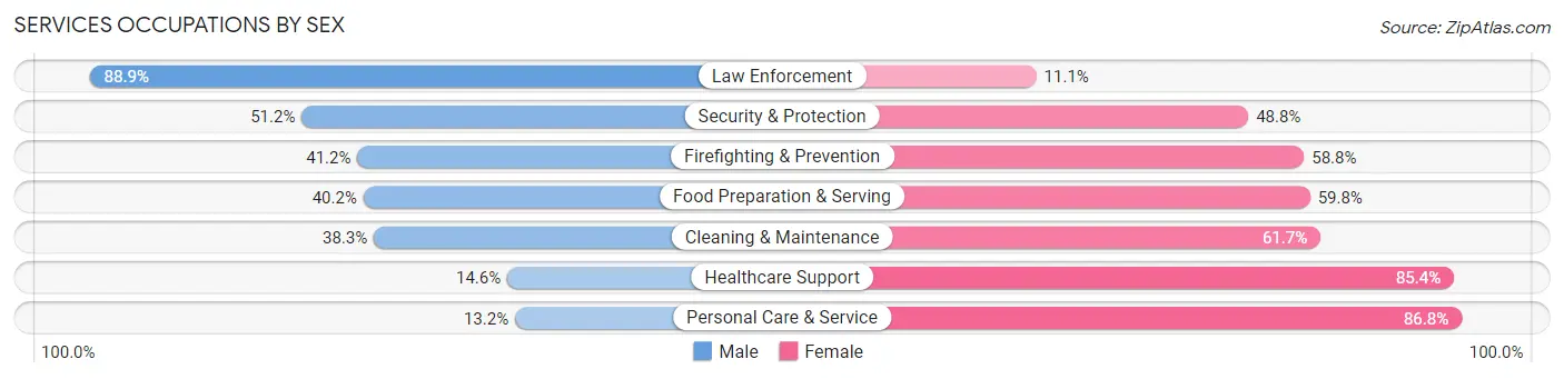 Services Occupations by Sex in Zip Code 75287