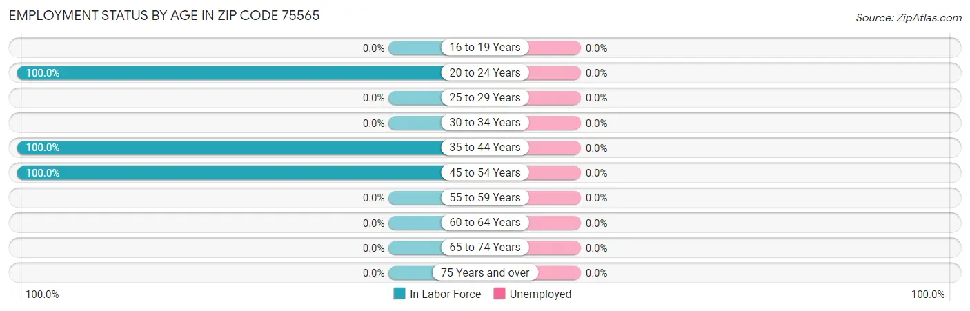 Employment Status by Age in Zip Code 75565