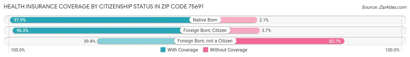 Health Insurance Coverage by Citizenship Status in Zip Code 75691
