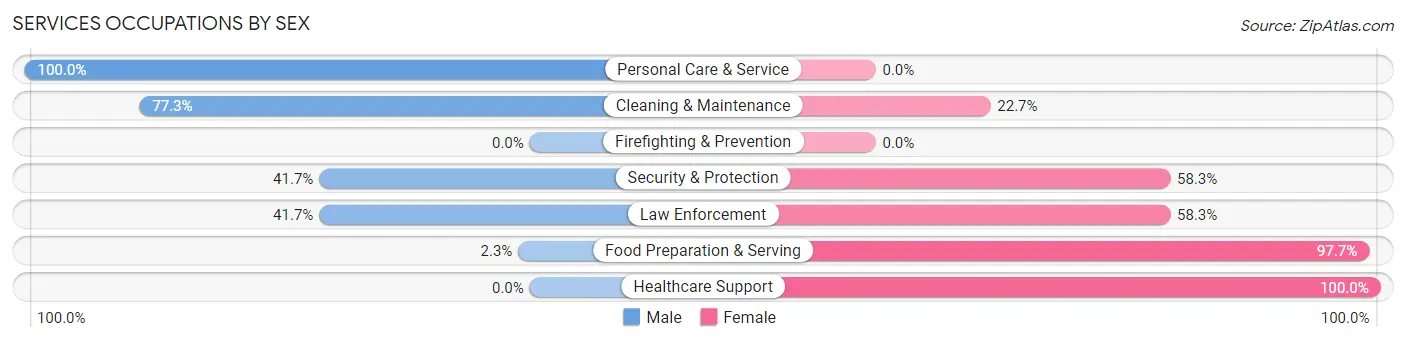 Services Occupations by Sex in Zip Code 75778