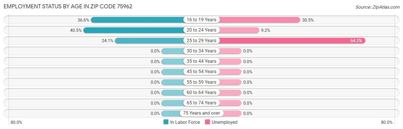Employment Status by Age in Zip Code 75962