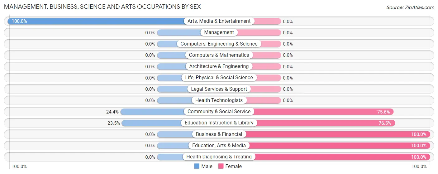 Management, Business, Science and Arts Occupations by Sex in Zip Code 75976