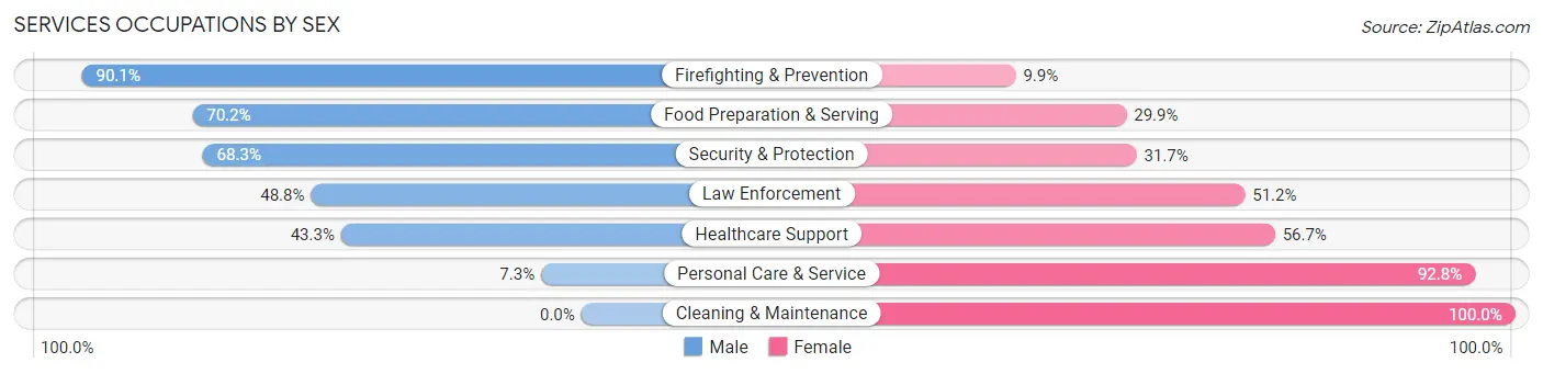 Services Occupations by Sex in Zip Code 76177