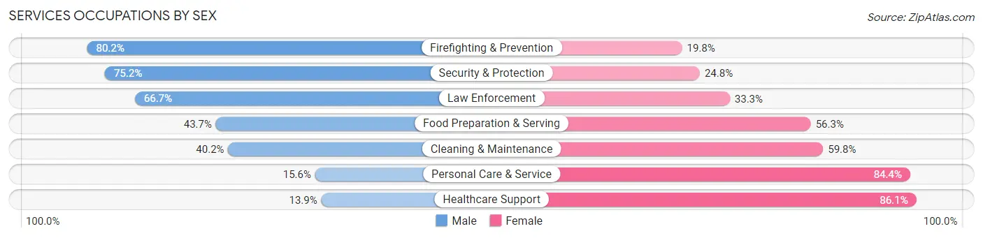 Services Occupations by Sex in Zip Code 76310