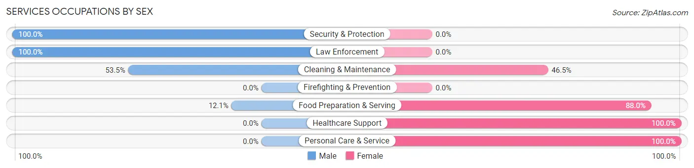 Services Occupations by Sex in Zip Code 76351