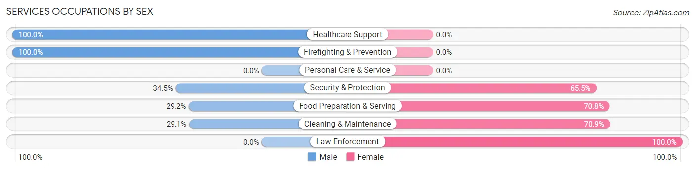 Services Occupations by Sex in Zip Code 76448
