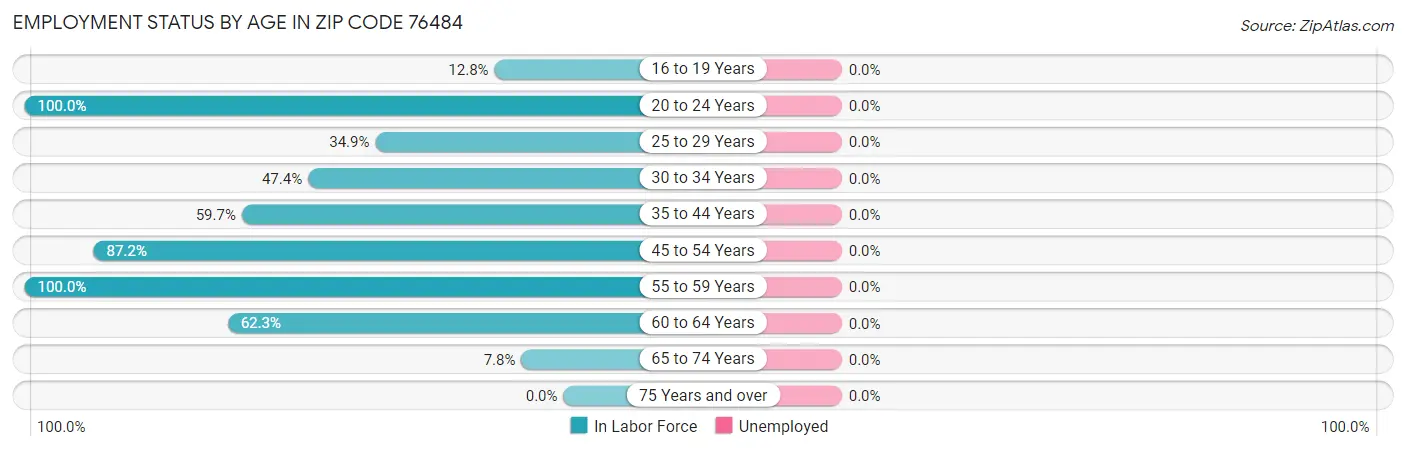 Employment Status by Age in Zip Code 76484