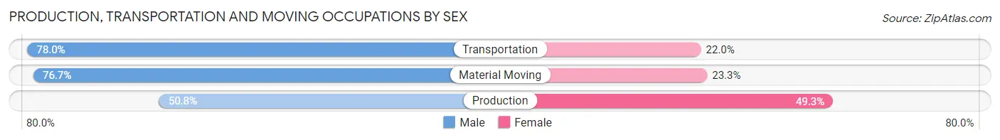 Production, Transportation and Moving Occupations by Sex in Zip Code 76541