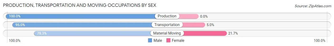 Production, Transportation and Moving Occupations by Sex in Zip Code 76653