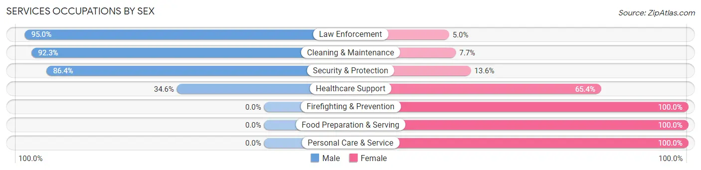 Services Occupations by Sex in Zip Code 76653
