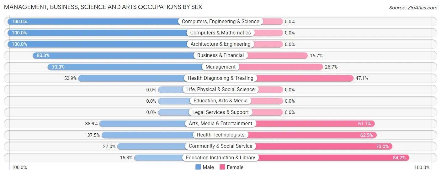 Management, Business, Science and Arts Occupations by Sex in Zip Code 76670