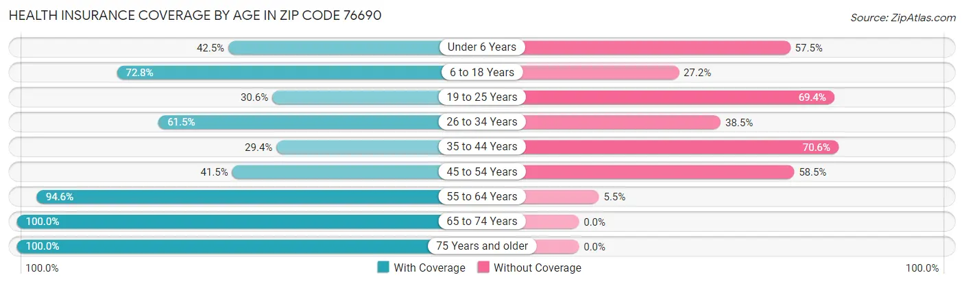 Health Insurance Coverage by Age in Zip Code 76690