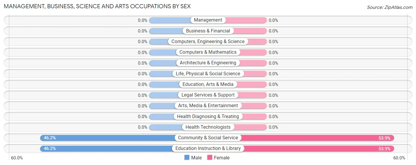 Management, Business, Science and Arts Occupations by Sex in Zip Code 76873