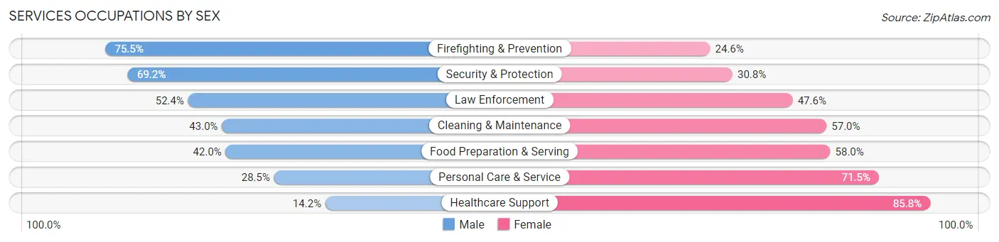 Services Occupations by Sex in Zip Code 77009