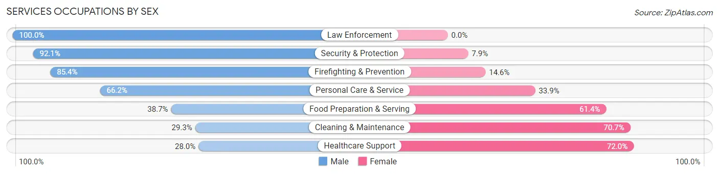 Services Occupations by Sex in Zip Code 77039