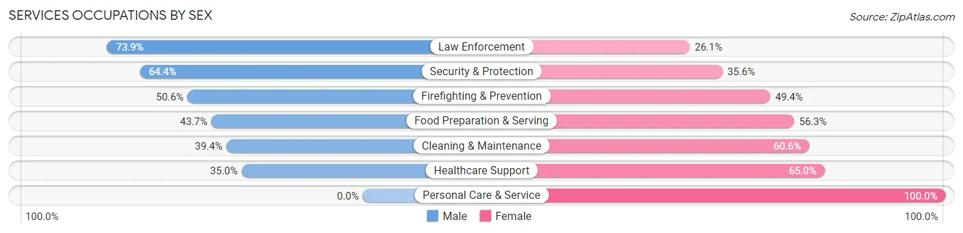 Services Occupations by Sex in Zip Code 77058