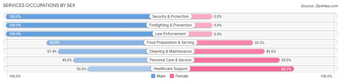 Services Occupations by Sex in Zip Code 77336