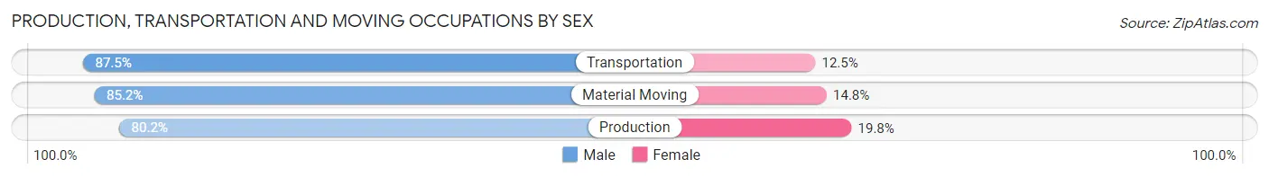 Production, Transportation and Moving Occupations by Sex in Zip Code 77504