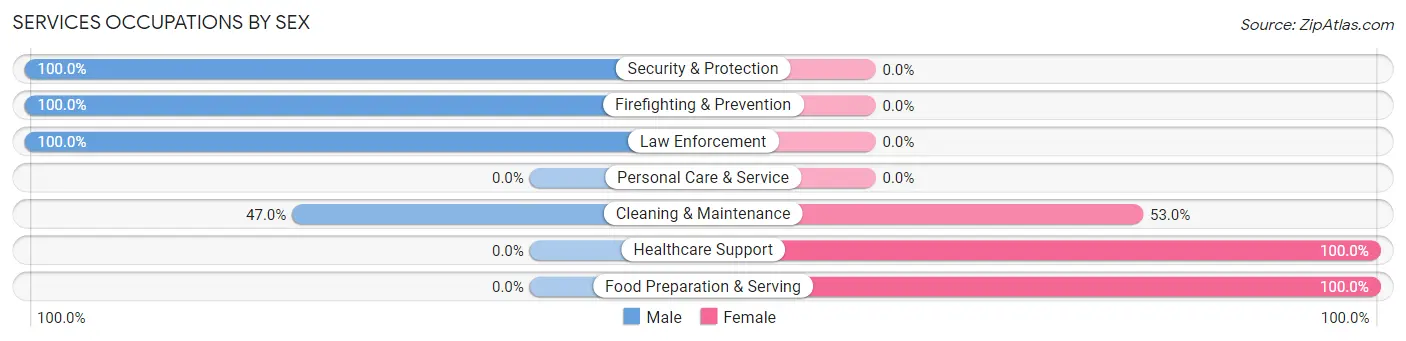 Services Occupations by Sex in Zip Code 77547