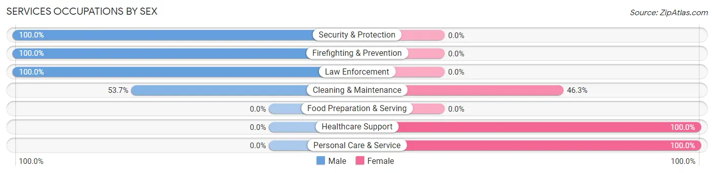 Services Occupations by Sex in Zip Code 77975