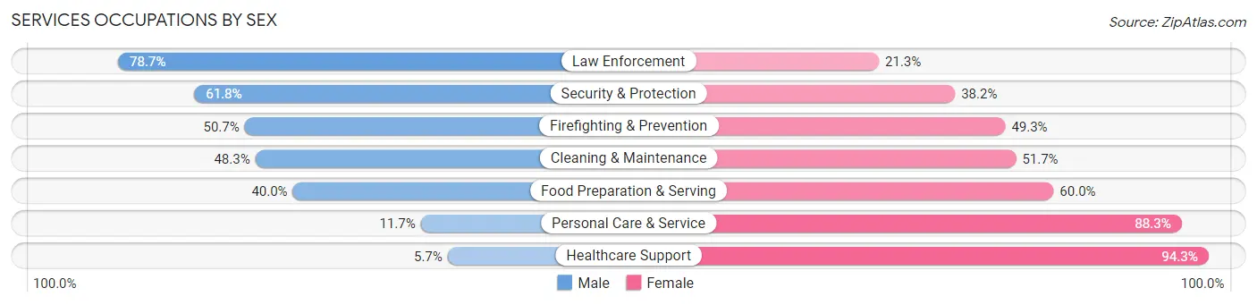 Services Occupations by Sex in Zip Code 78046