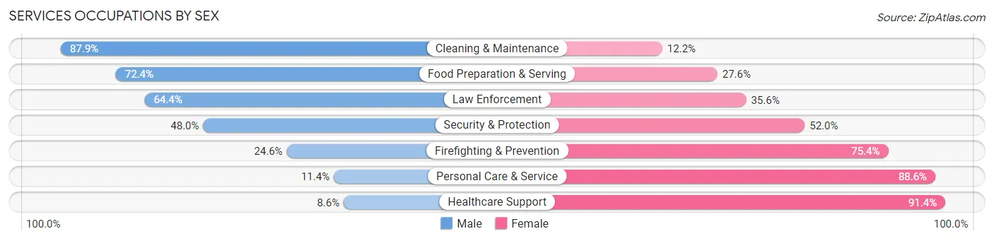 Services Occupations by Sex in Zip Code 78070