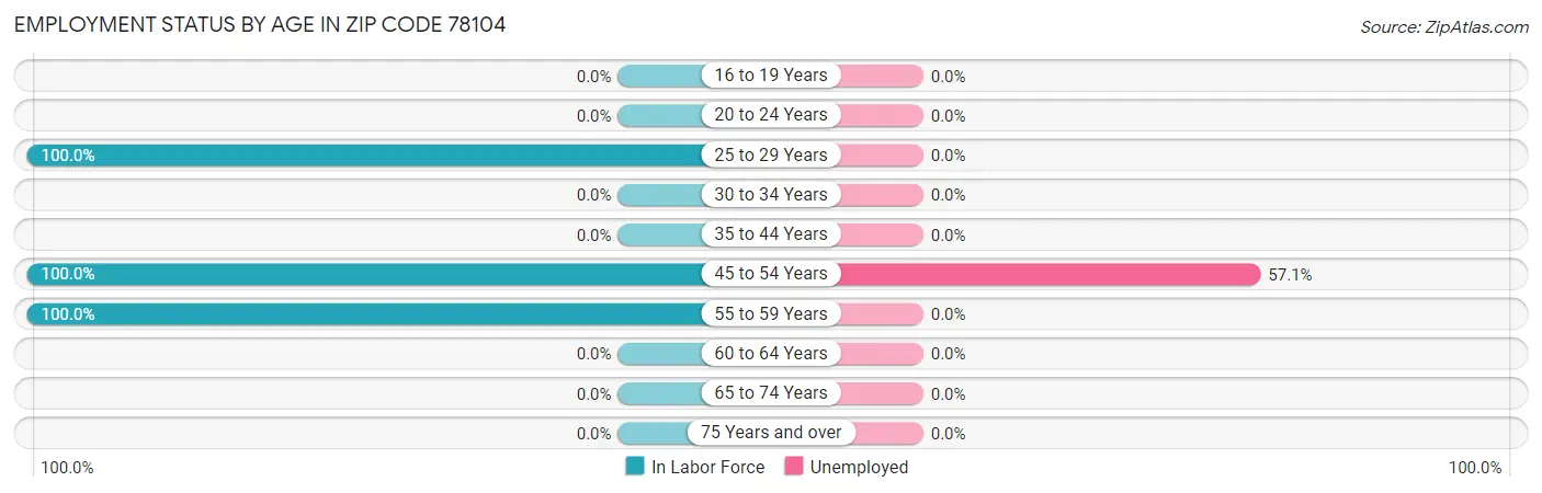 Employment Status by Age in Zip Code 78104