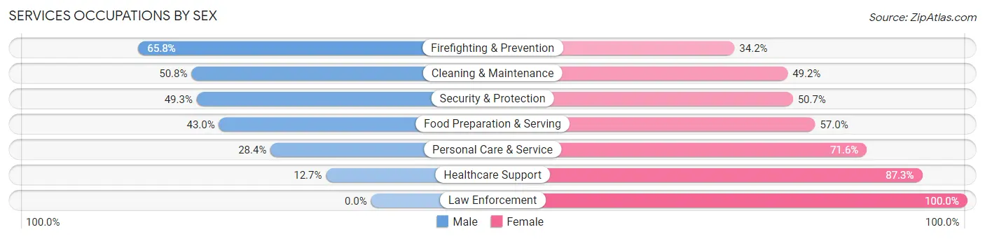 Services Occupations by Sex in Zip Code 78207