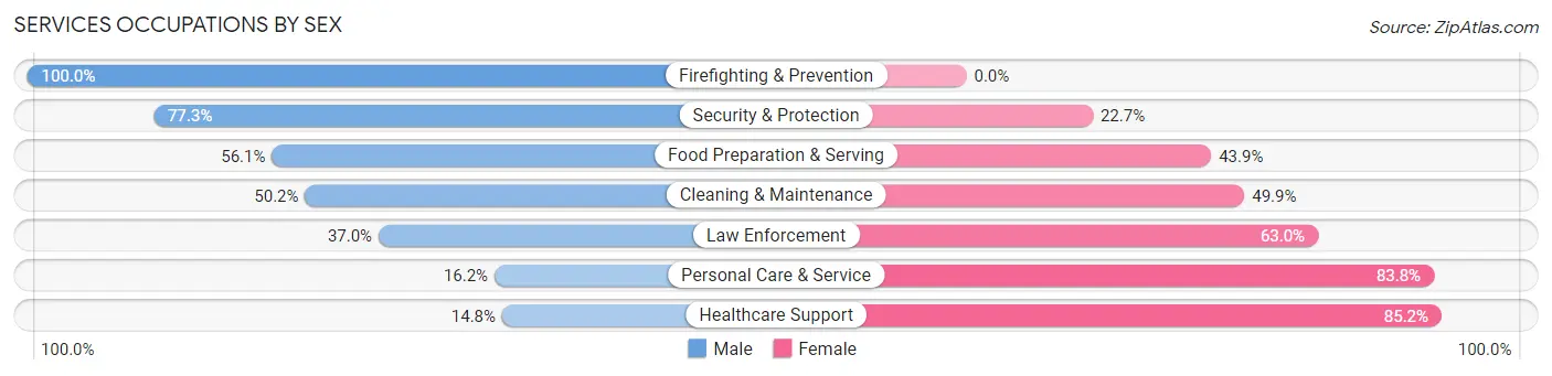 Services Occupations by Sex in Zip Code 78211