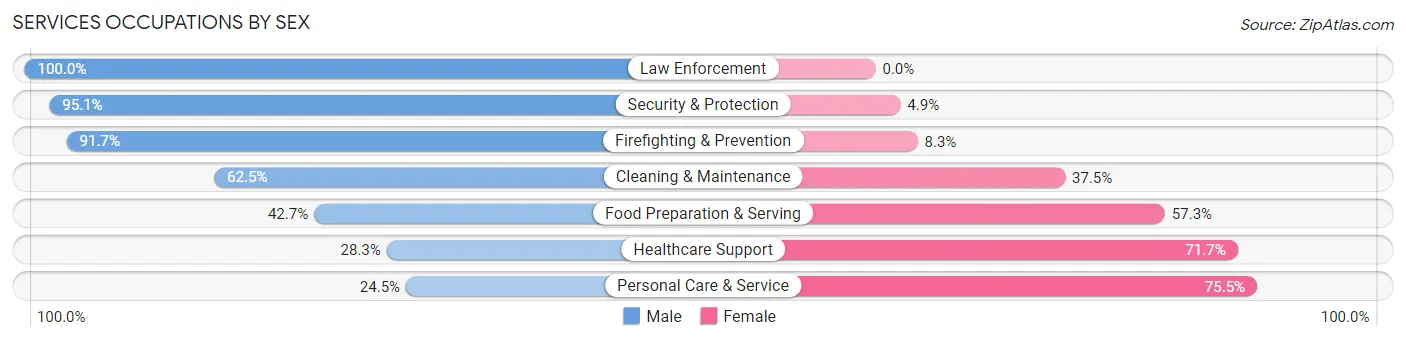 Services Occupations by Sex in Zip Code 78217