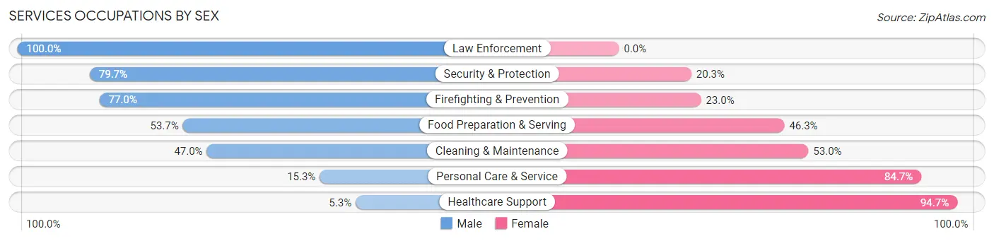 Services Occupations by Sex in Zip Code 78219