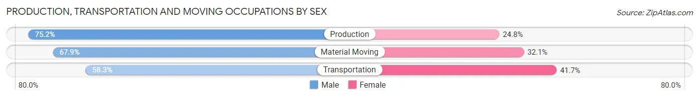 Production, Transportation and Moving Occupations by Sex in Zip Code 78220