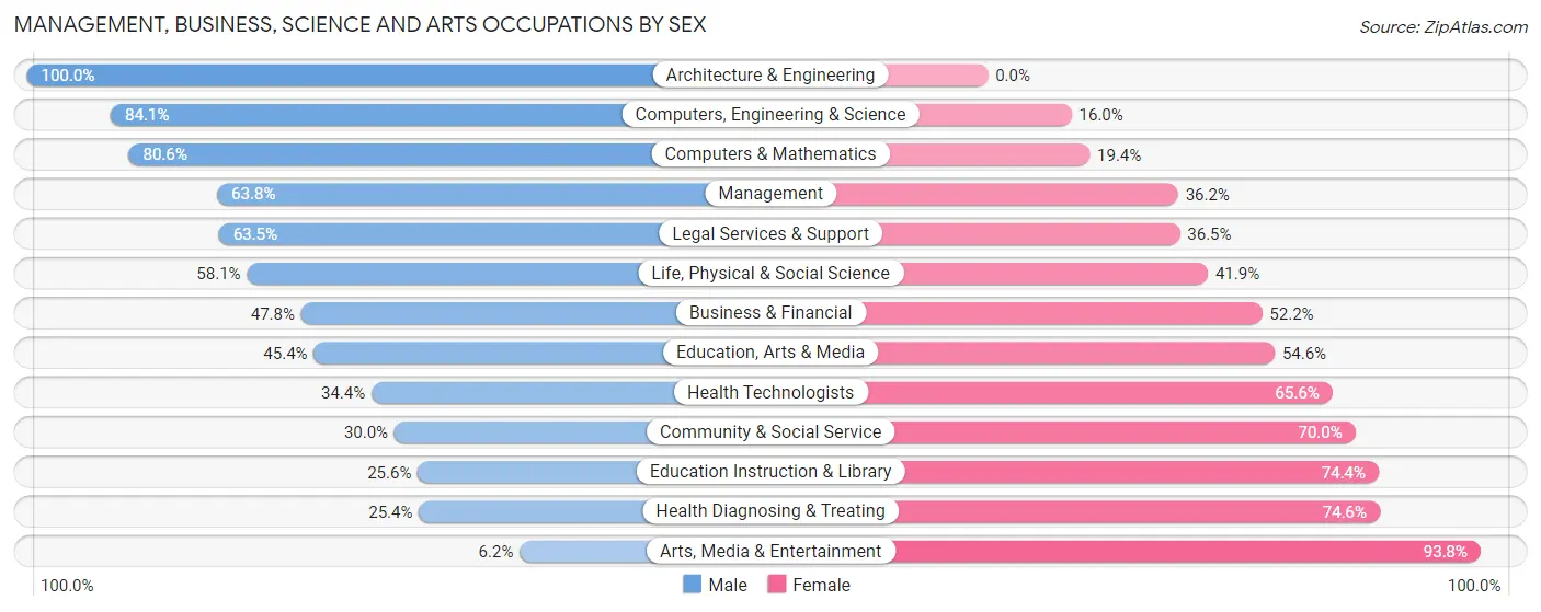 Management, Business, Science and Arts Occupations by Sex in Zip Code 78232