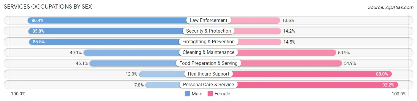 Services Occupations by Sex in Zip Code 78242