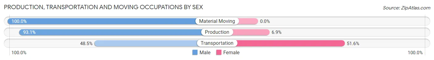Production, Transportation and Moving Occupations by Sex in Zip Code 78248