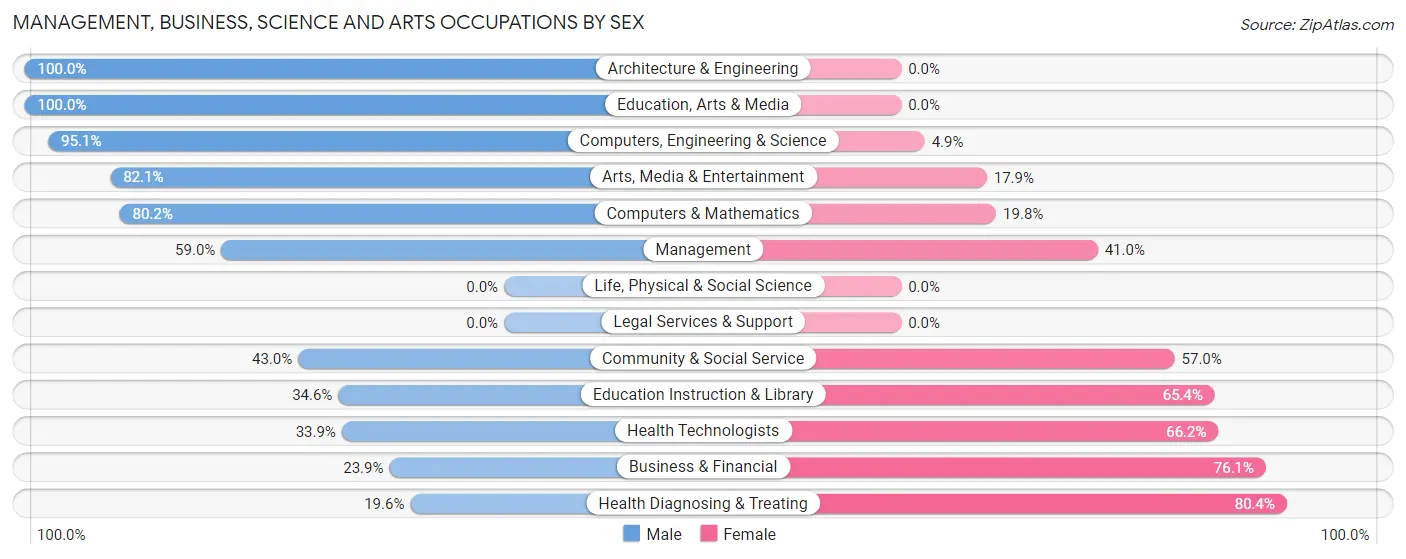 Management, Business, Science and Arts Occupations by Sex in Zip Code 78252