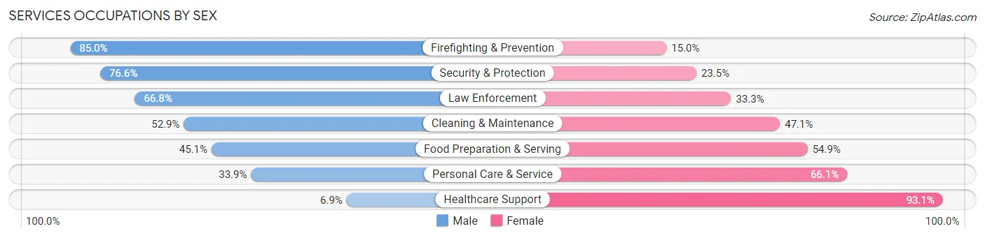 Services Occupations by Sex in Zip Code 78254